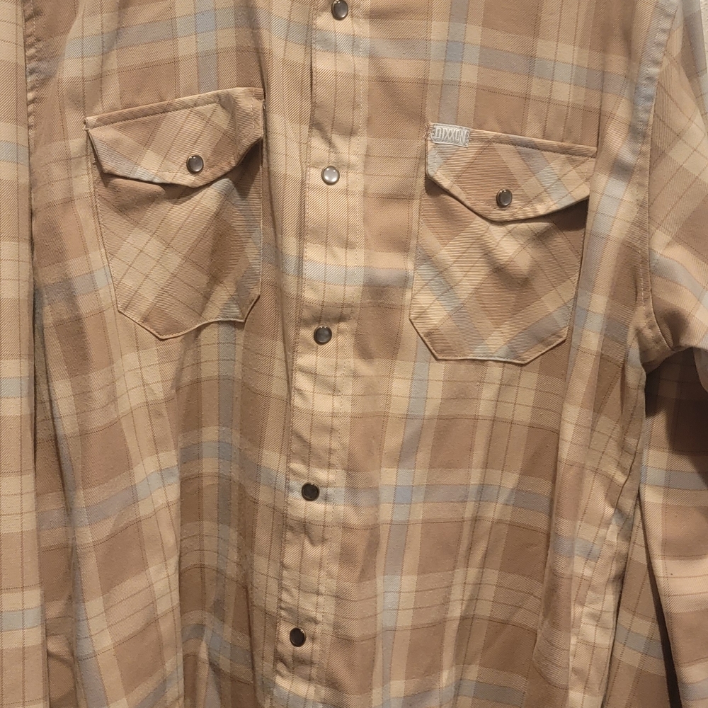 DIXXON THE SAN FELIPE FLANNEL Beige and Light Blue Plaid Button-Down Shirt